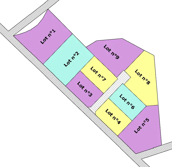Plan indicatif des 9 lots de la parcelle Jardin de la Baie