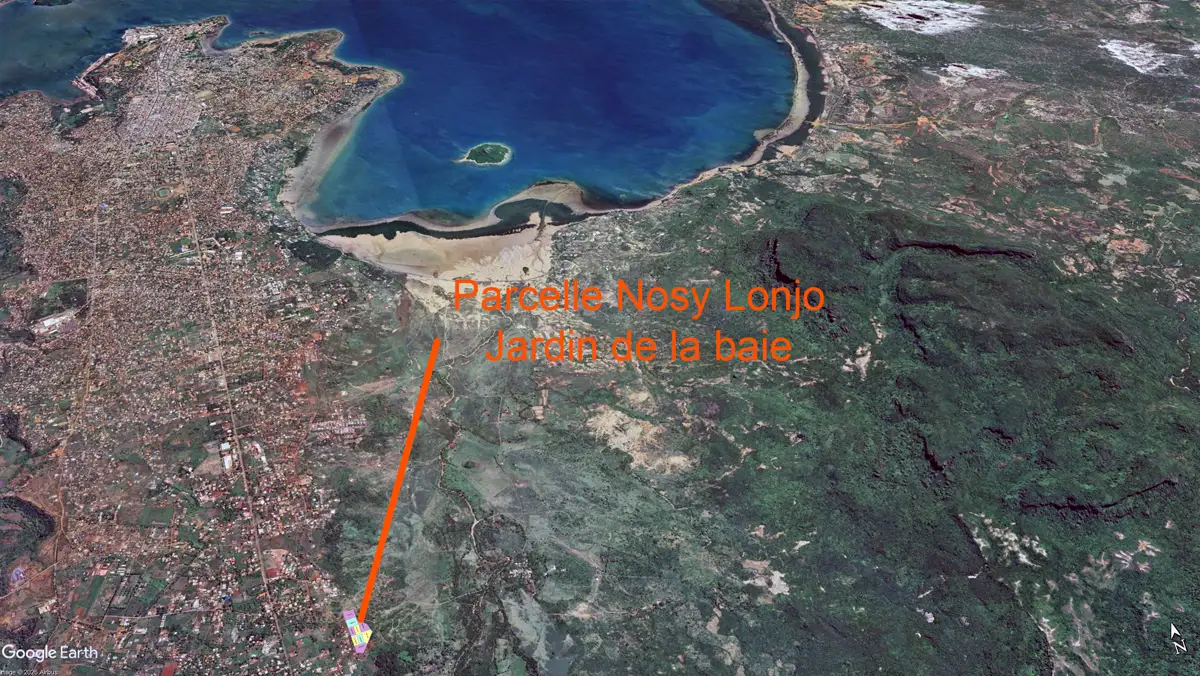 Plan des 9 terrains de la parcelle Jardin de la Baie domaine de Nosy Lonjo